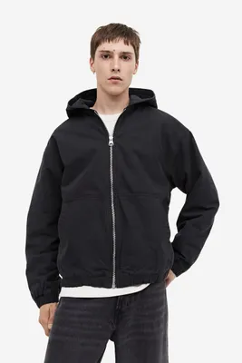Loose Fit Hooded Canvas Jacket