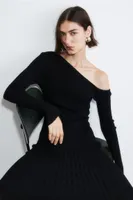 Rib-knit One-shoulder Dress