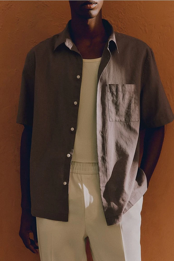 Regular Fit Linen-blend Shirt