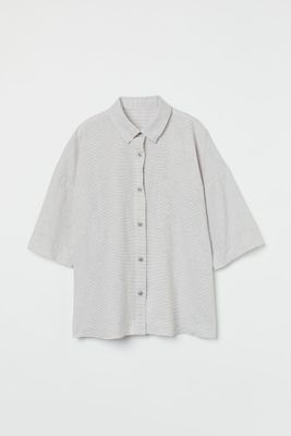 Linen-blend Pajama Shirt