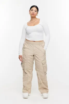 Curvy Fit Cotton Cargo Pants