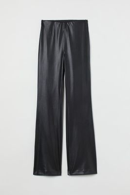 Flared Faux Leather Pants