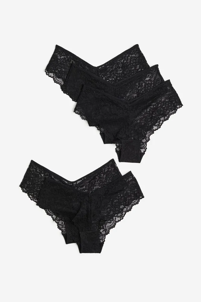 5-pack lace thong briefs - Black - Ladies