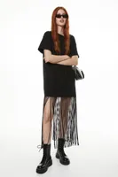 Fringe-trimmed T-shirt Dress