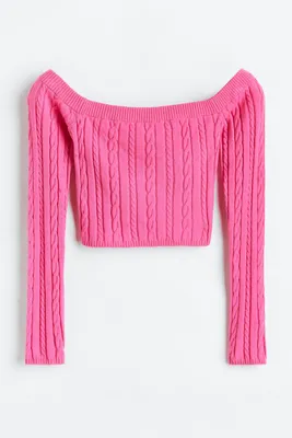 Off-the-shoulder Cable-knit Top