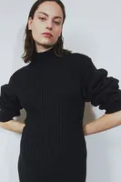 MAMA Rib-knit Mock Turtleneck Dress