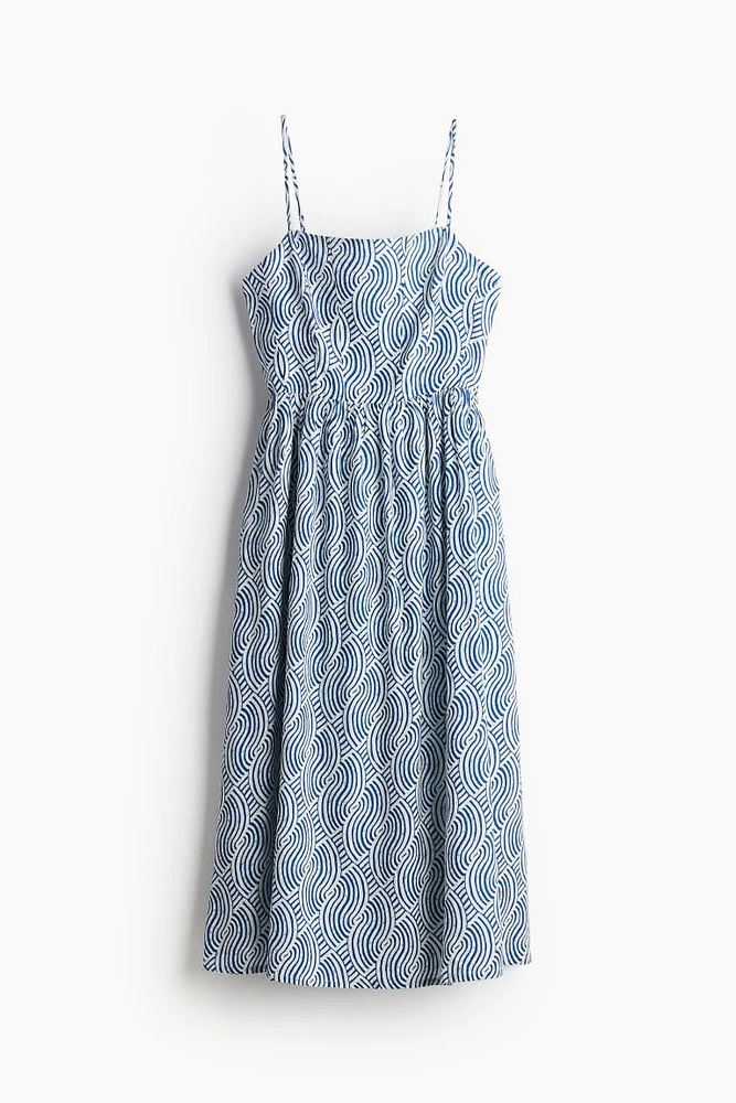 Linen-blend Midi Dress