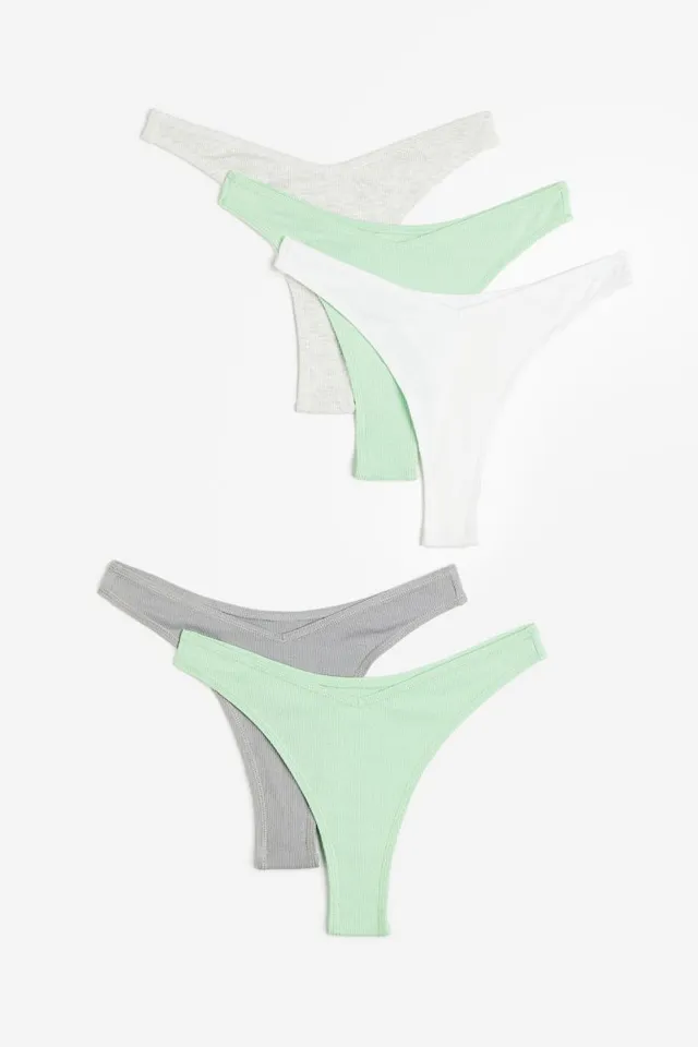 H&M+ 7-pack thong briefs - Mint green/Days of the week - Ladies
