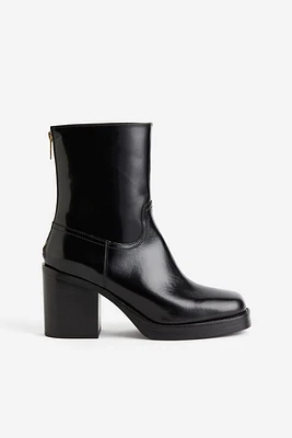 Block-heeled Leather Boots