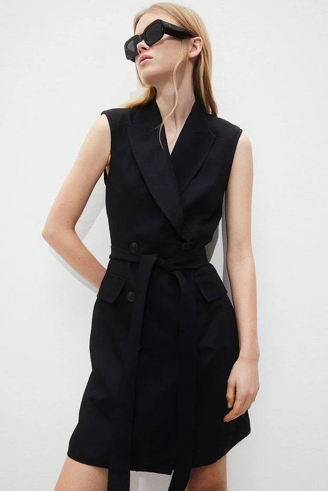 Linen-blend Jacket Dress