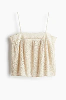 Lace-trimmed Pointelle-knit Camisole Top