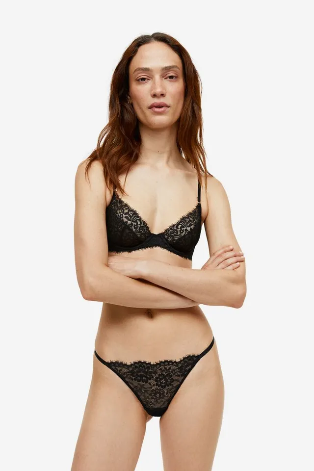 Non-padded Underwire Satin and Lace Bra