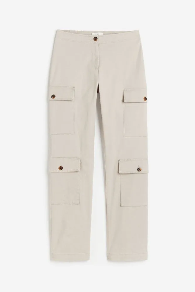 H&M Women Pure Cotton Canvas Cargo Trousers Price in India, Full  Specifications & Offers