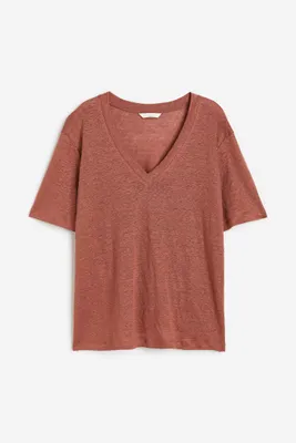 V-neck Linen Jersey T-shirt