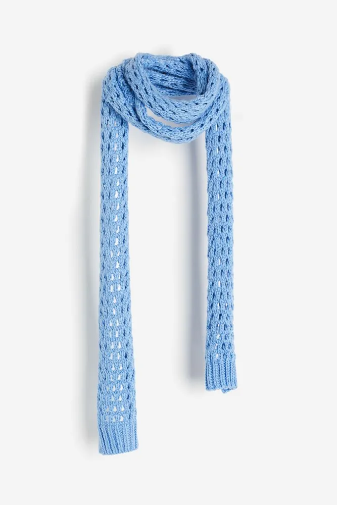 Narrow Hole-knit Scarf