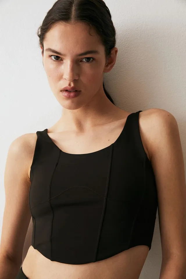 H&M Textured-weave Corset-style Top