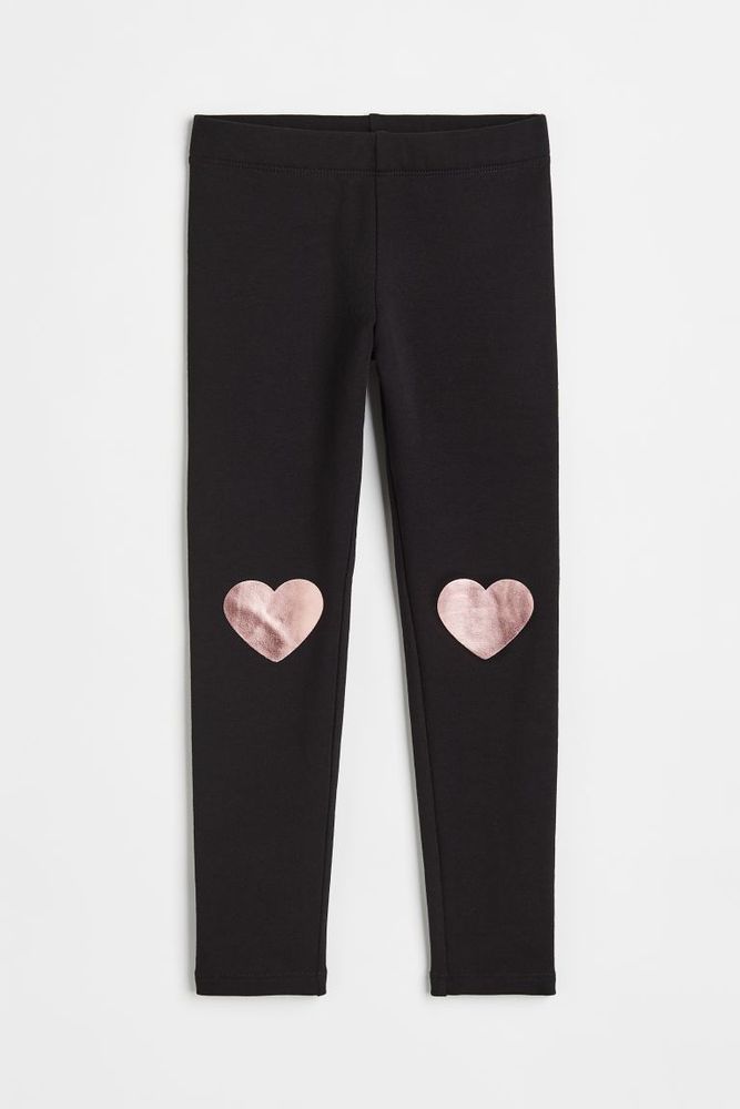 Printed Jersey Leggings - Pink/hearts - Kids