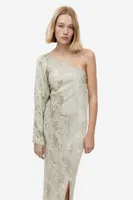Jacquard-weave One-shoulder Dress