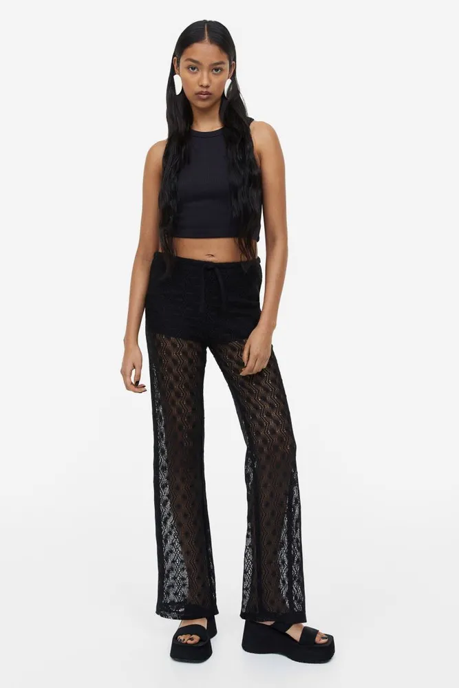 Lace Waistband Jersey Flare Trouser