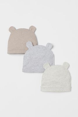 3-pack Ribbed Hats with Ears