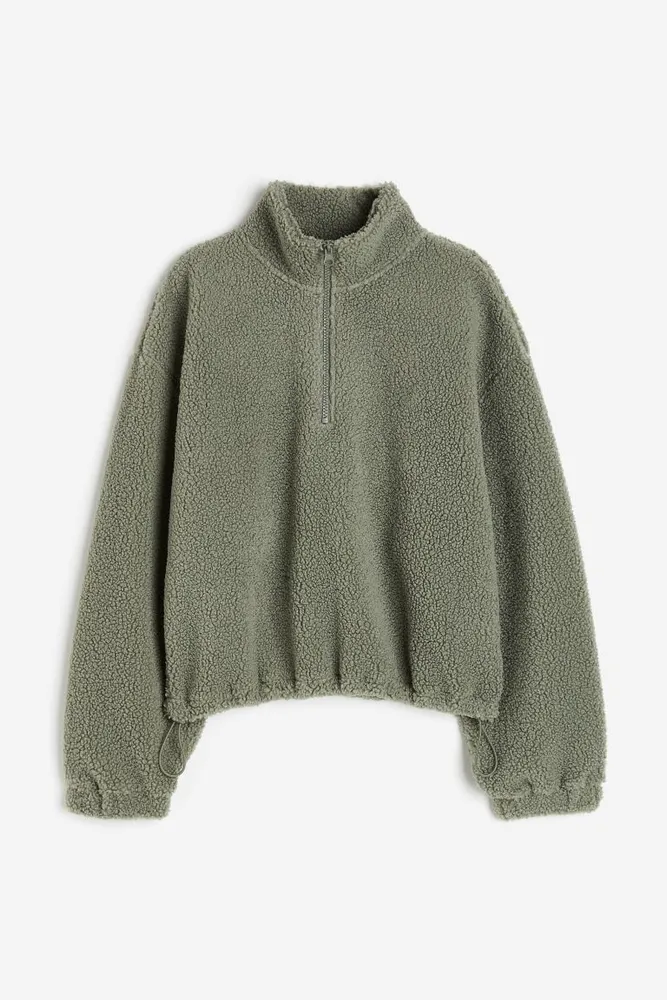 Fleece Quarter Zip Cropped Sweatshirt