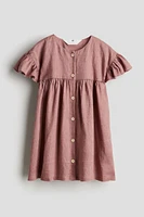 Flutter-sleeved Linen Dress