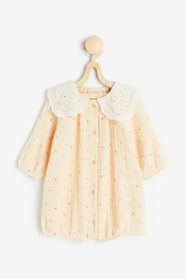 Romper Suit with Eyelet-embroidered Collar