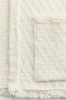 Frayed-edge Textured-knit Cardigan