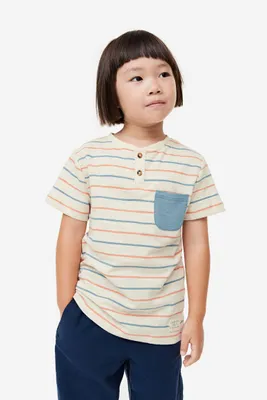 Short-sleeved Henley T-shirt