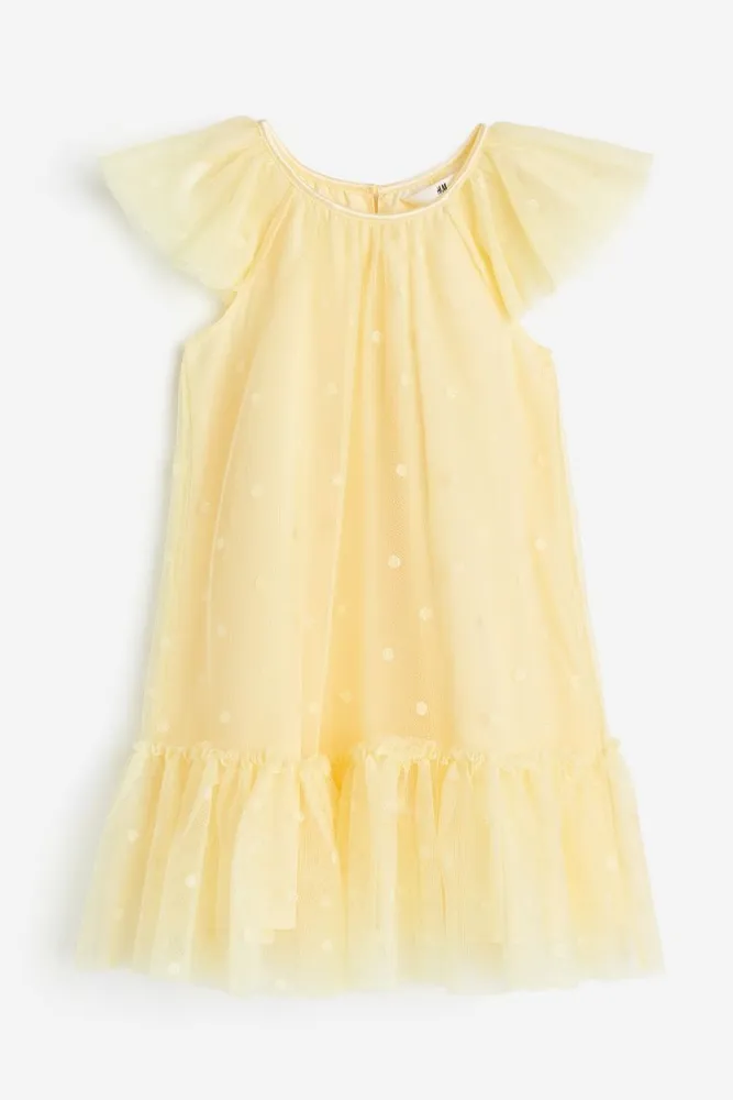 Butterfly-sleeved Tulle Dress