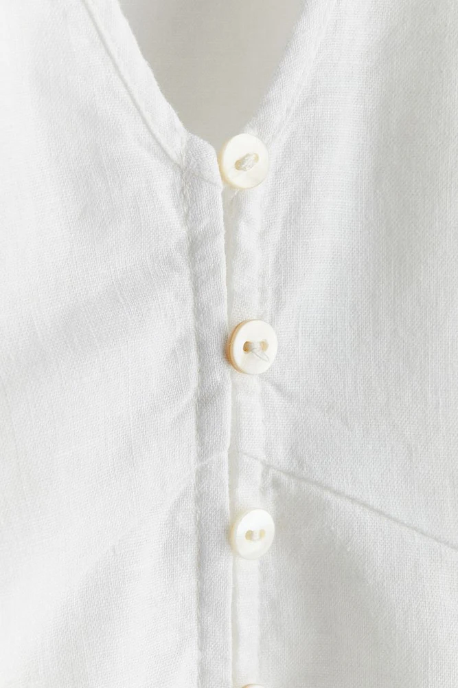 Linen-blend Blouse