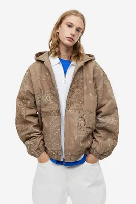 Loose Fit Hooded Canvas Jacket