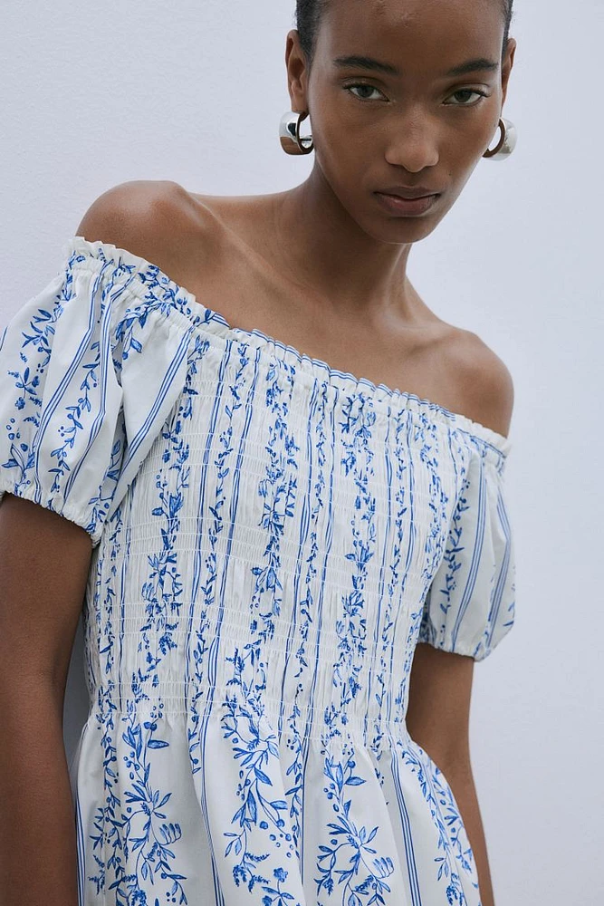 Off-the-shoulder Poplin Dress