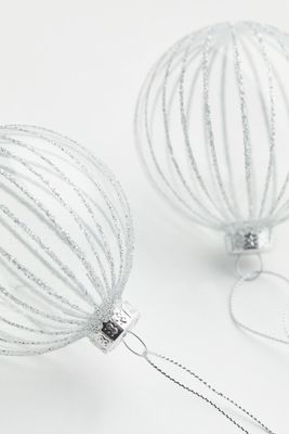 2-pack Glittery Glass Christmas Ornaments
