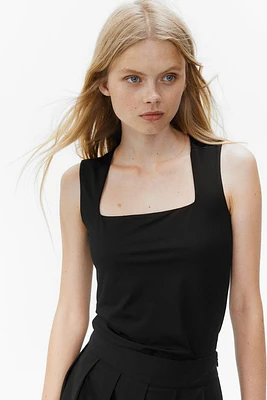 Square-neck Jersey Top