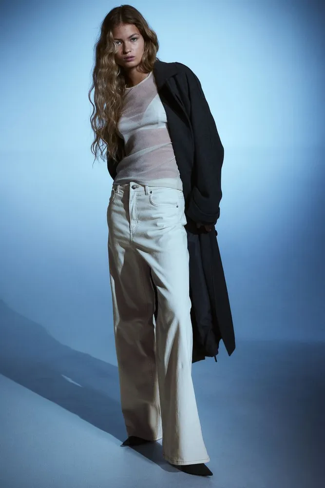 Wide-leg Twill Pants