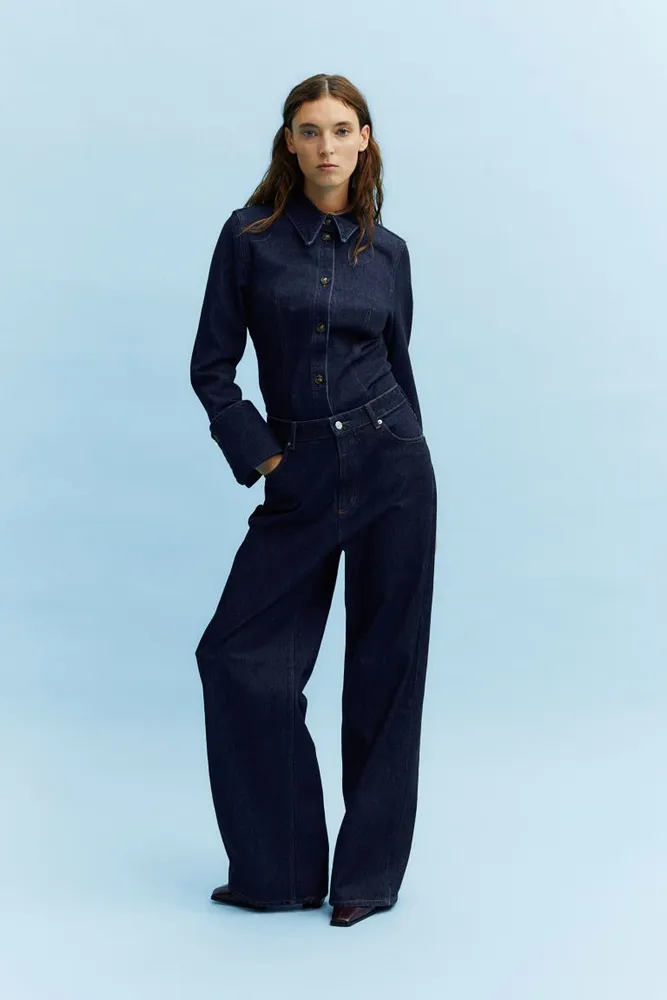 fitted denim shirt