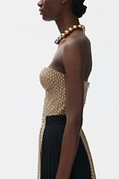 Wool-blend Studded Corset-style Top