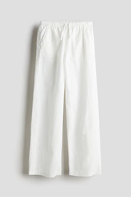 Wide-leg Linen-blend Pull-on Pants