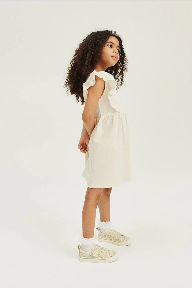 Flounce-trimmed Jersey Dress