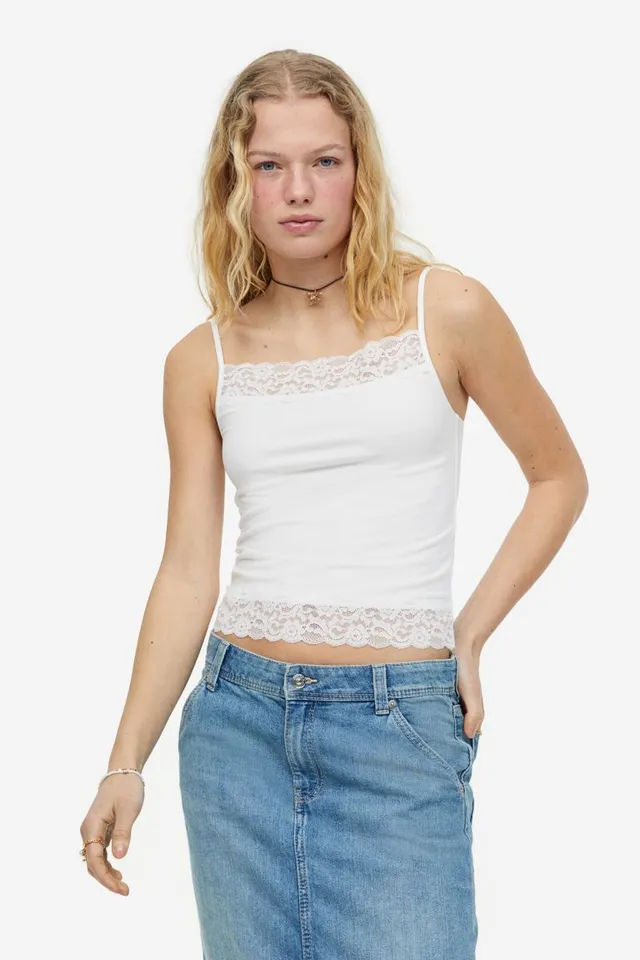 TILLYS Lace Trim Womens Tank Top - NUDE