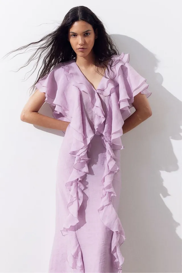 H&M Ladies Flounce-detail Slip Dress