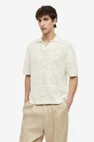 Relaxed Fit Crochet-look Polo Shirt