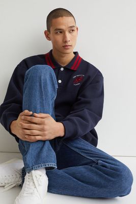 Oversized Embroidered Polo Shirt