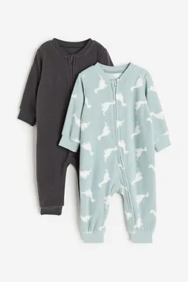 2-pack Fleece Zip-up Pajama Jumpsuits