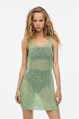 Glittery Hole-knit Dress