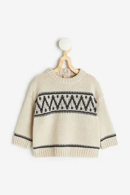 Jacquard-knit Merino Wool Sweater