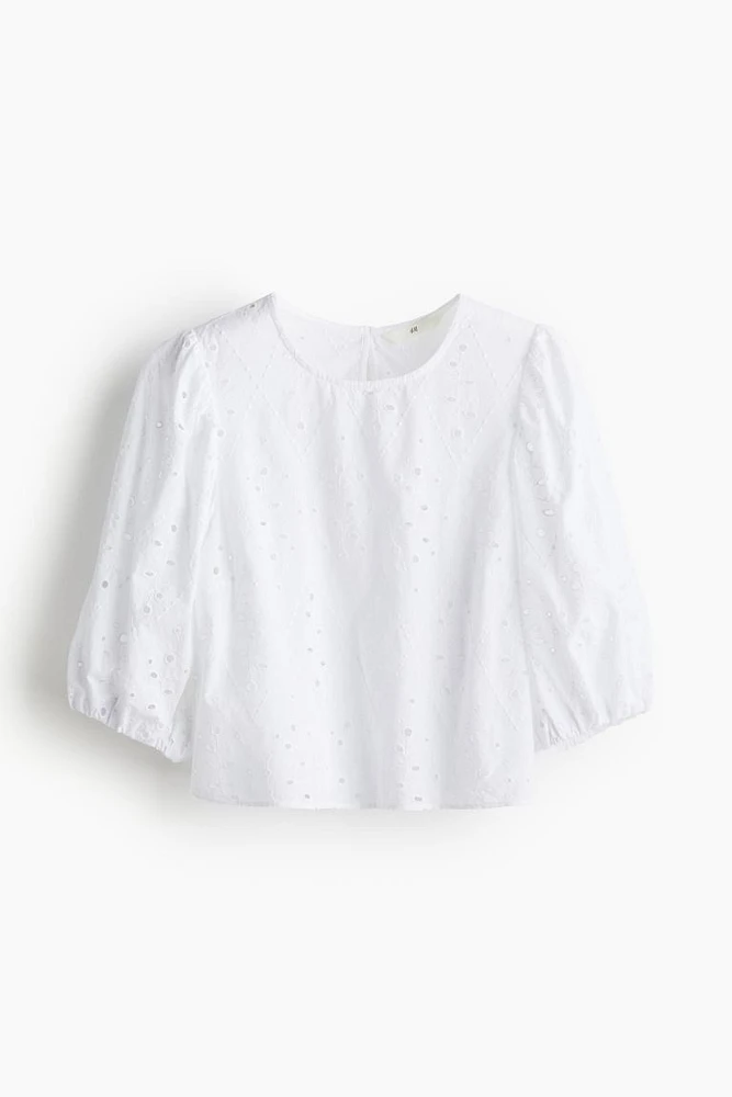 Blouse with Eyelet Embroidery