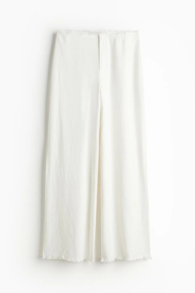 Frayed-edge Linen-blend Pants