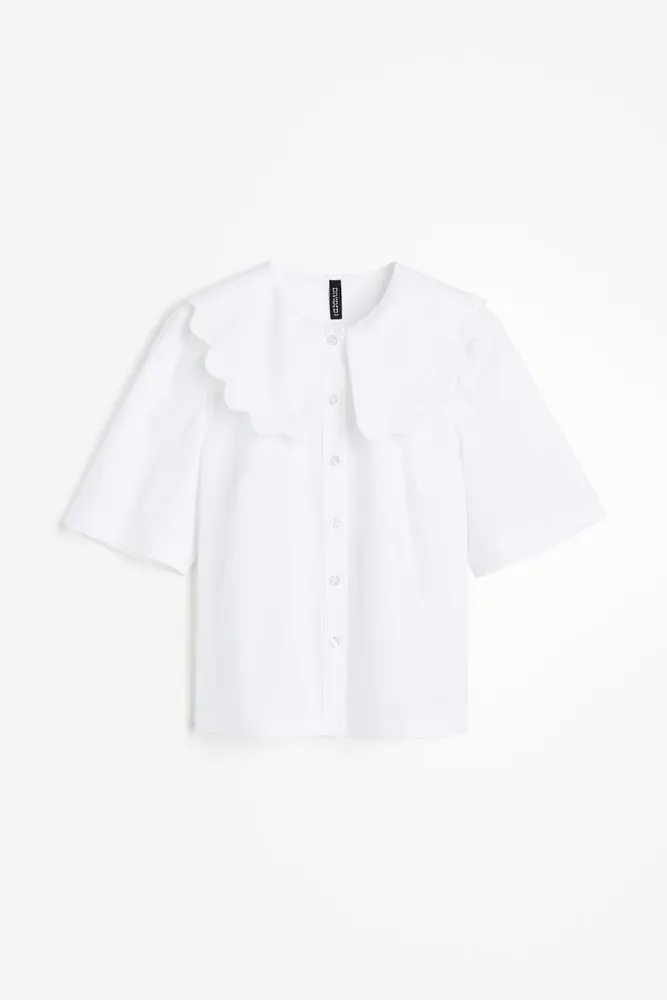 BOSS - Longline blouse in cotton poplin with point collar